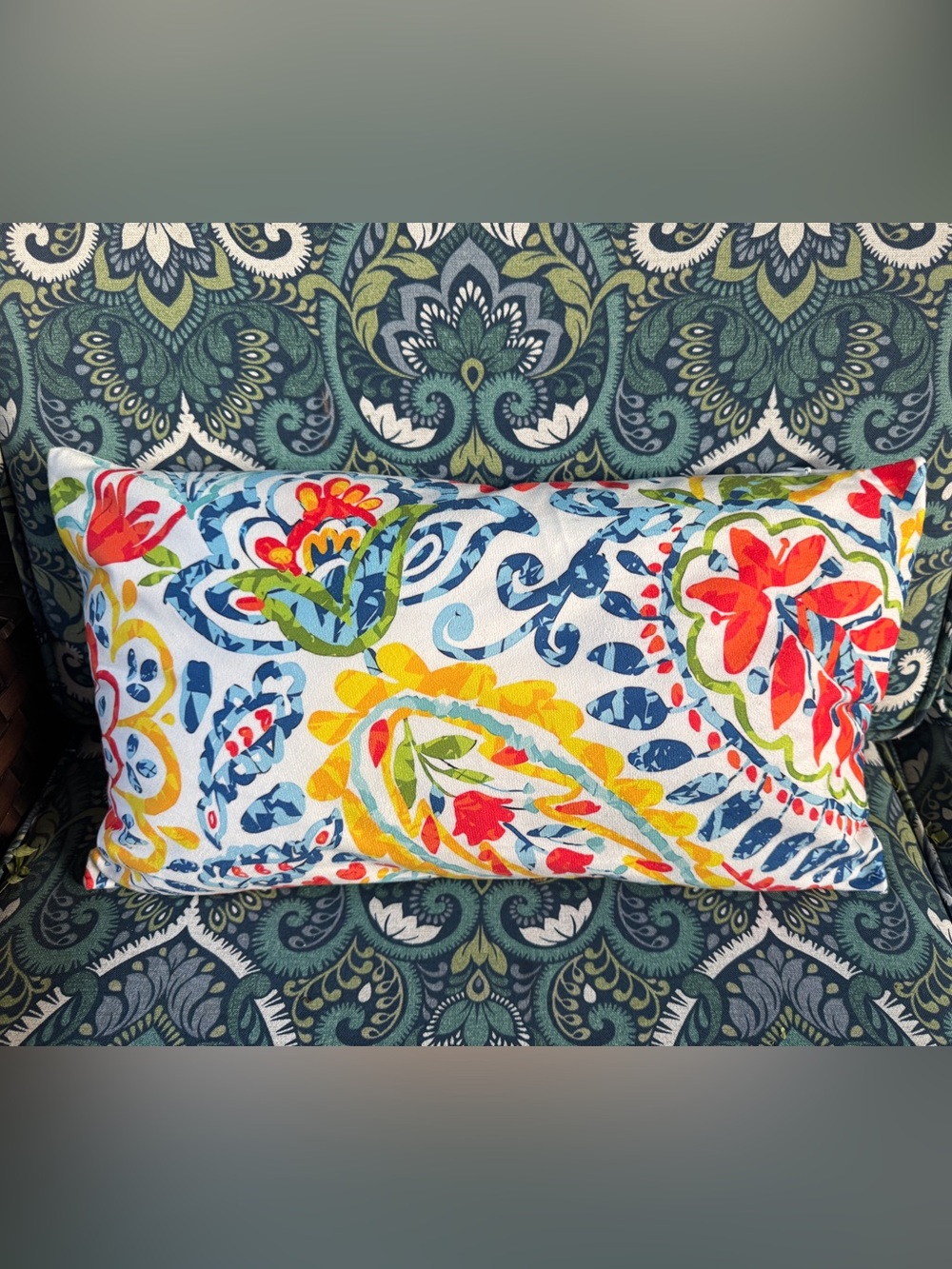NWOT Decorative Multicolor Paisley Lumbar Pillow Cover -